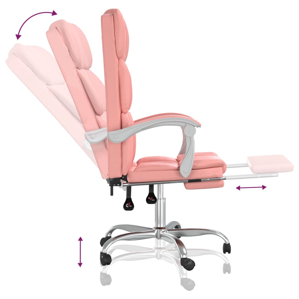 vidaXL Silla de oficina reclinable cuero sintético rosa