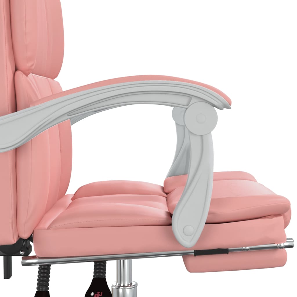 vidaXL Silla de oficina reclinable cuero sintético rosa