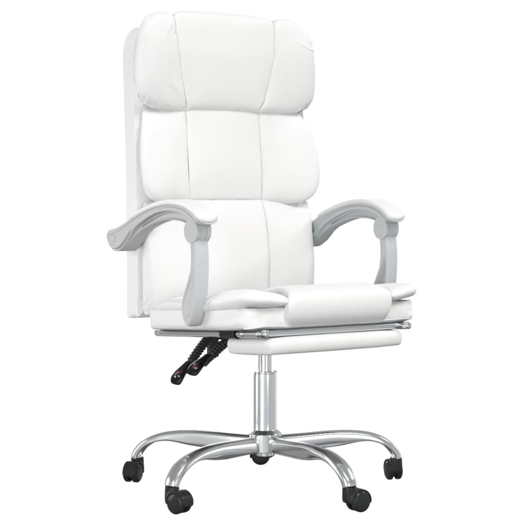 vidaXL Silla de oficina reclinable cuero sintético blanco