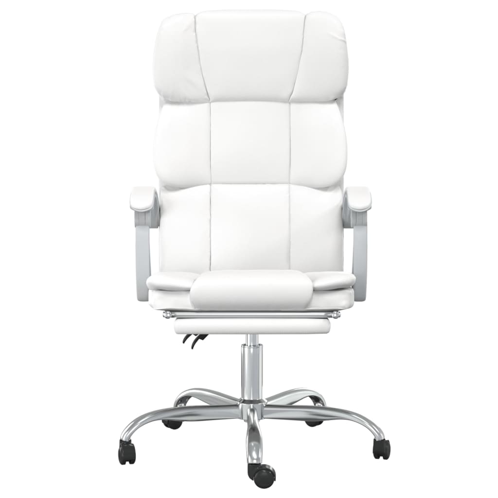 vidaXL Silla de oficina reclinable cuero sintético blanco