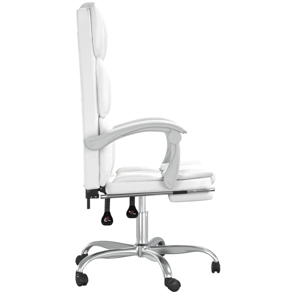 vidaXL Silla de oficina reclinable cuero sintético blanco