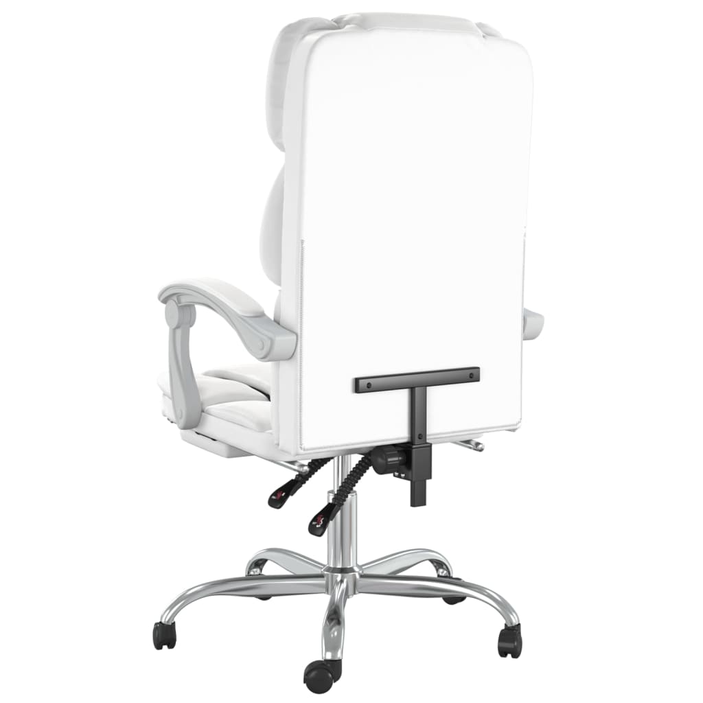 vidaXL Silla de oficina reclinable cuero sintético blanco