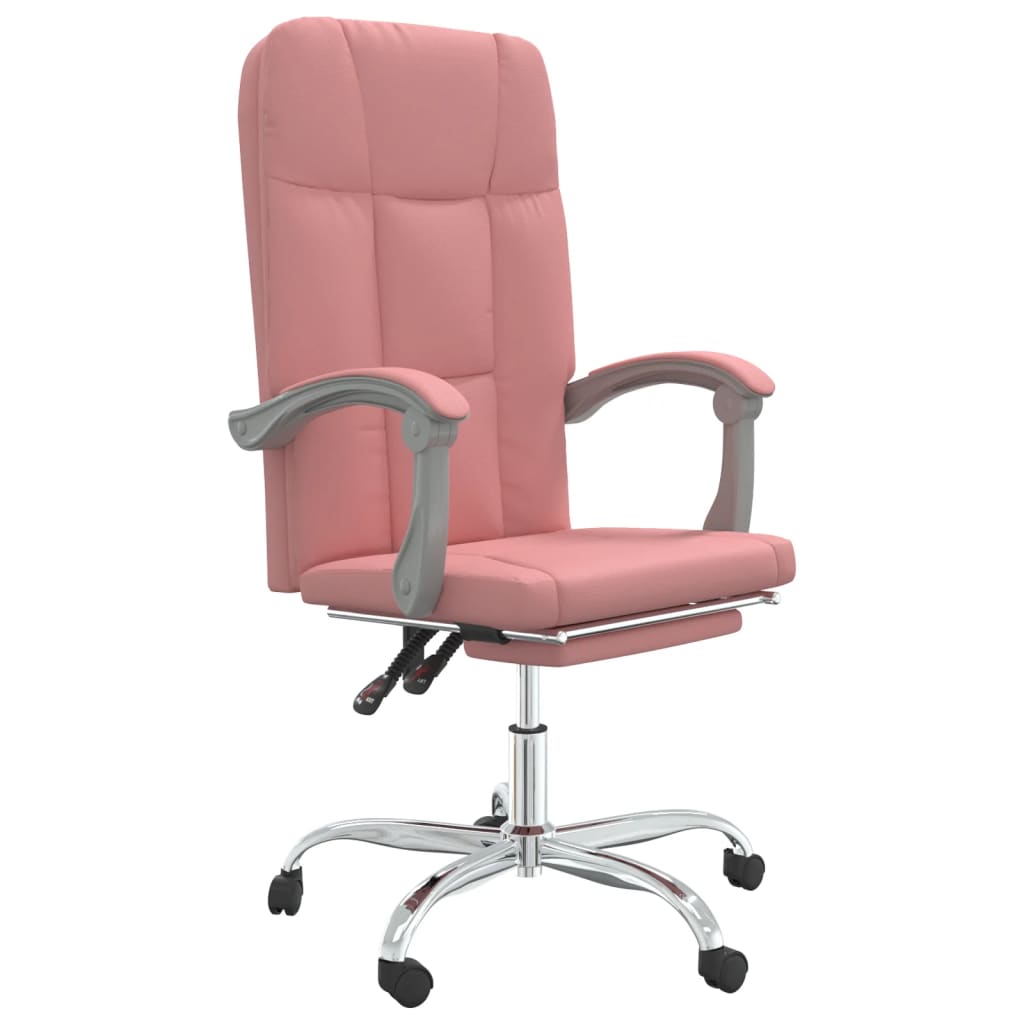 vidaXL Silla de oficina reclinable cuero sintético rosa