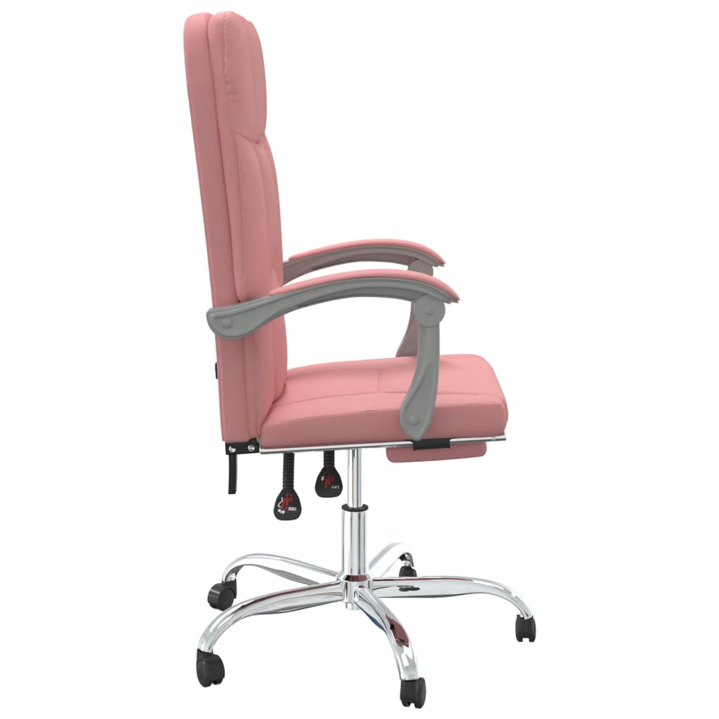 vidaXL Silla de oficina reclinable cuero sintético rosa