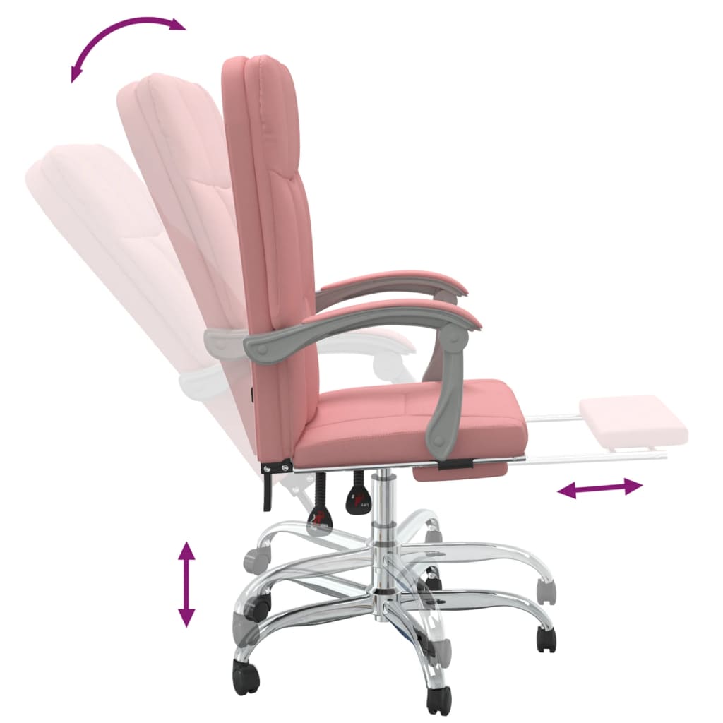 vidaXL Silla de oficina reclinable cuero sintético rosa