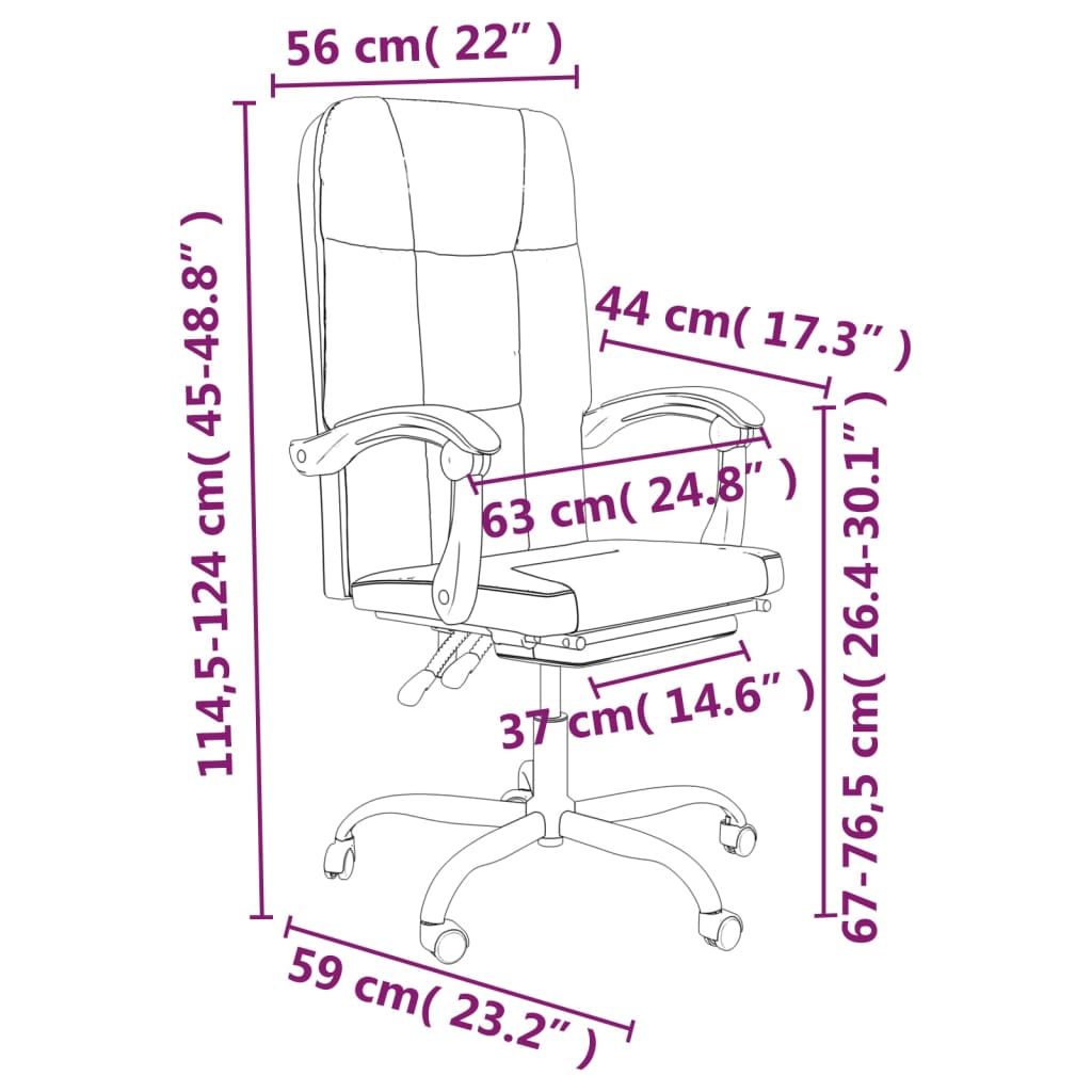 vidaXL Silla de oficina reclinable cuero sintético rosa