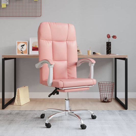 vidaXL Silla de oficina reclinable cuero sintético rosa