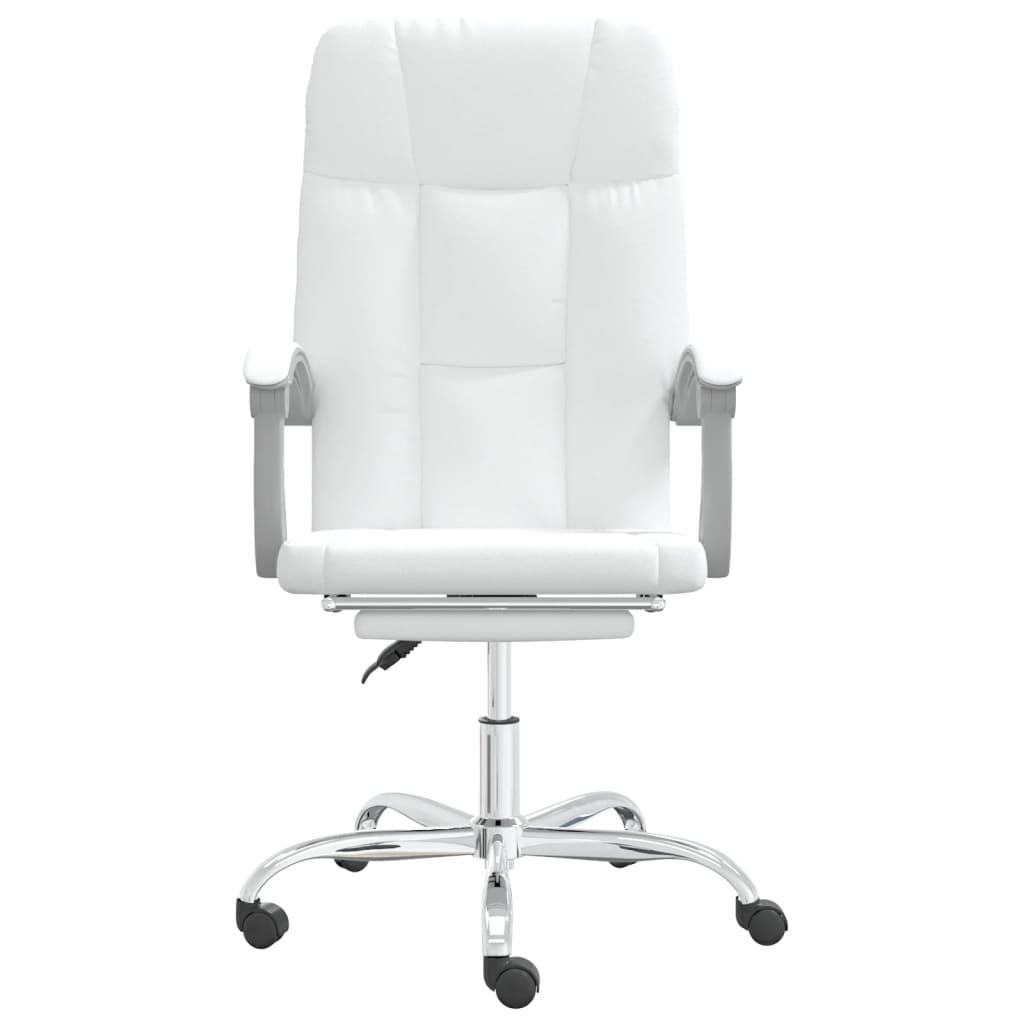 vidaXL Silla de oficina reclinable cuero sintético blanco