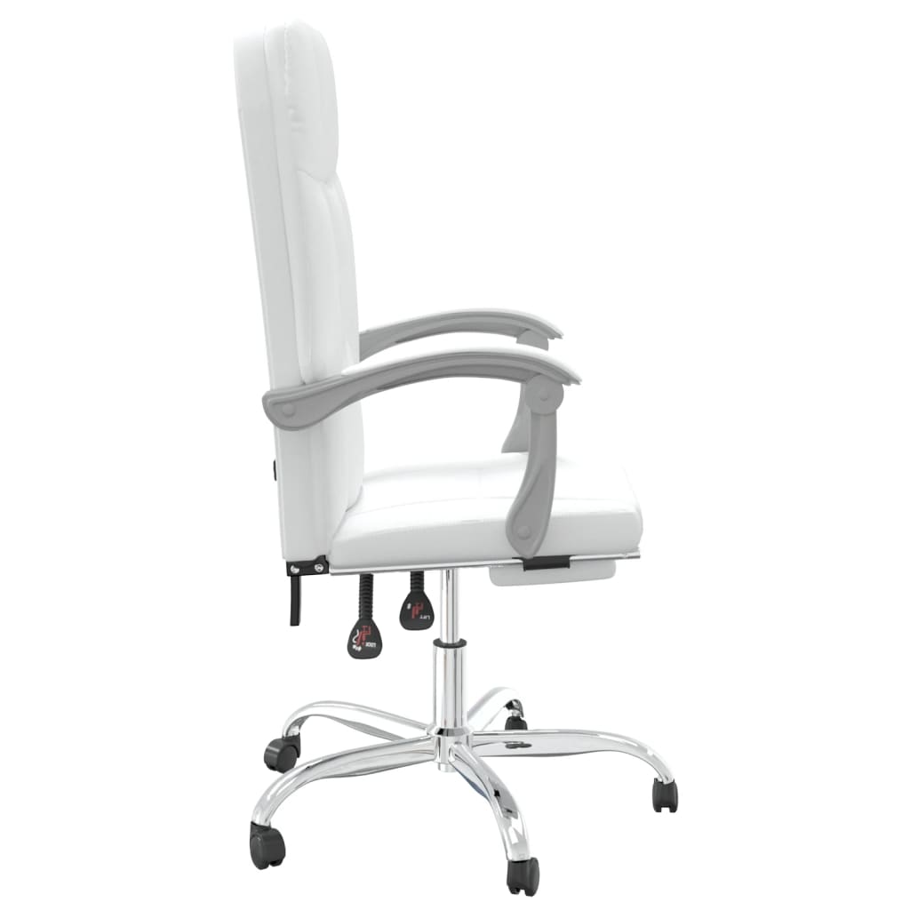 vidaXL Silla de oficina reclinable cuero sintético blanco