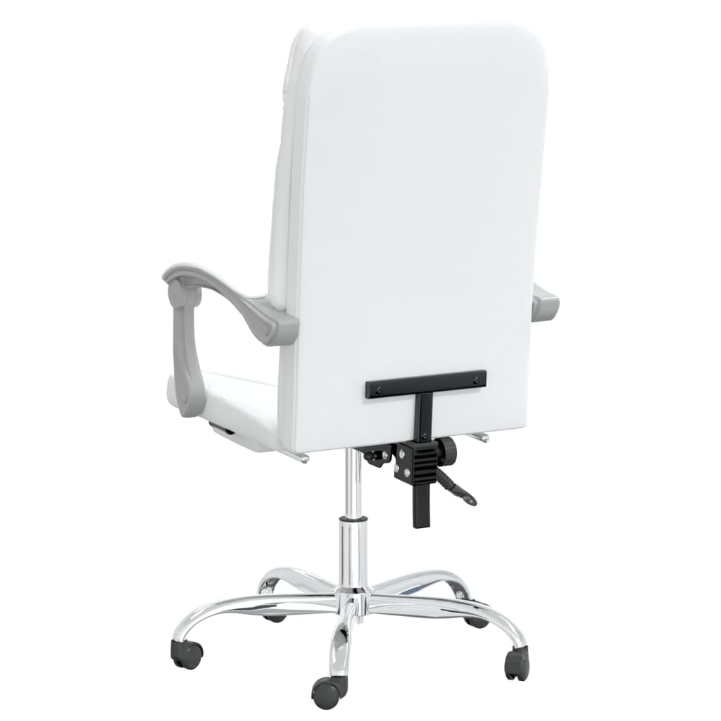 vidaXL Silla de oficina reclinable cuero sintético blanco