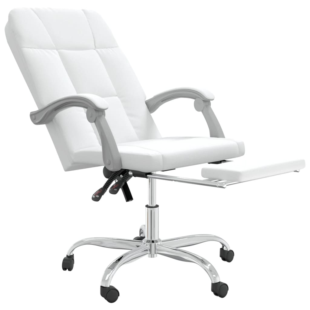 vidaXL Silla de oficina reclinable cuero sintético blanco