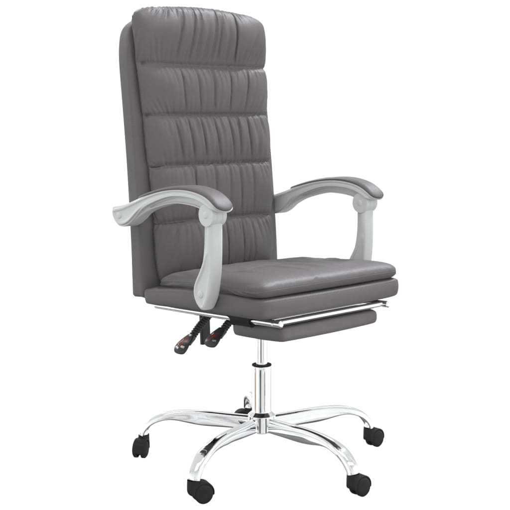 vidaXL Silla de oficina reclinable cuero sintético gris