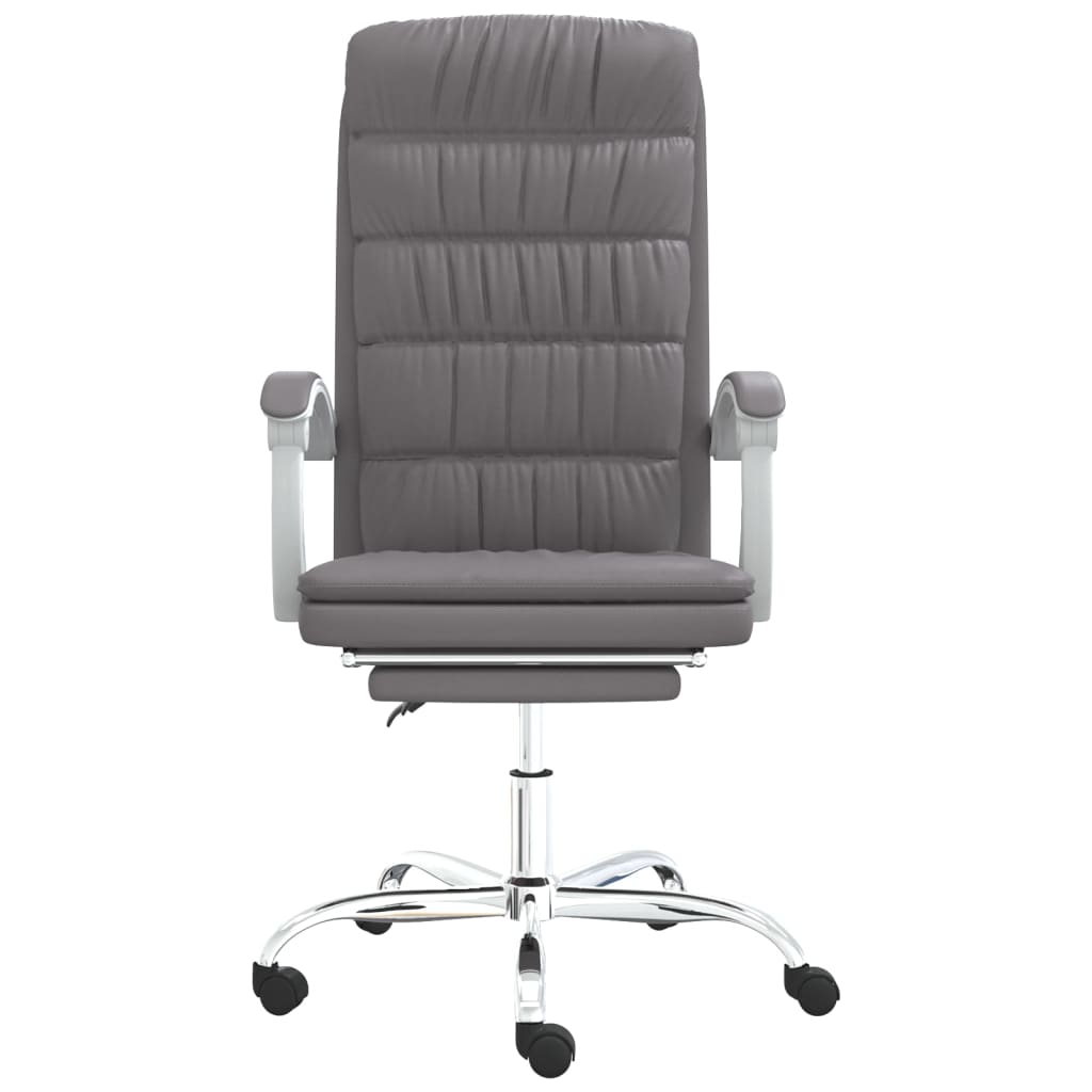 vidaXL Silla de oficina reclinable cuero sintético gris