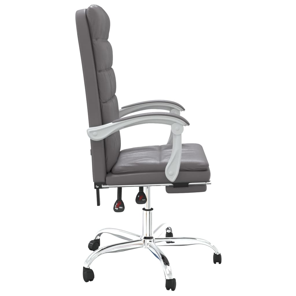 vidaXL Silla de oficina reclinable cuero sintético gris