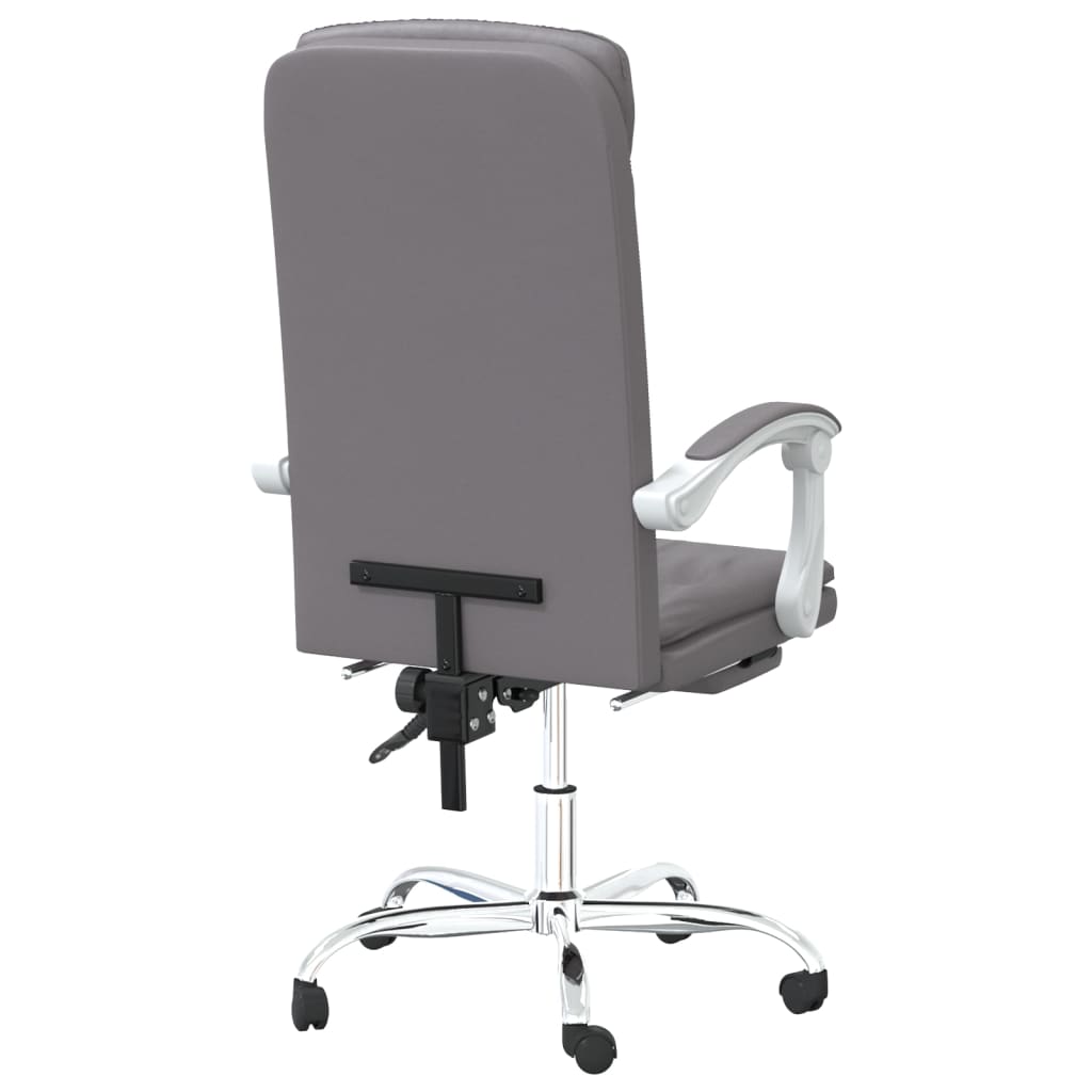 vidaXL Silla de oficina reclinable cuero sintético gris