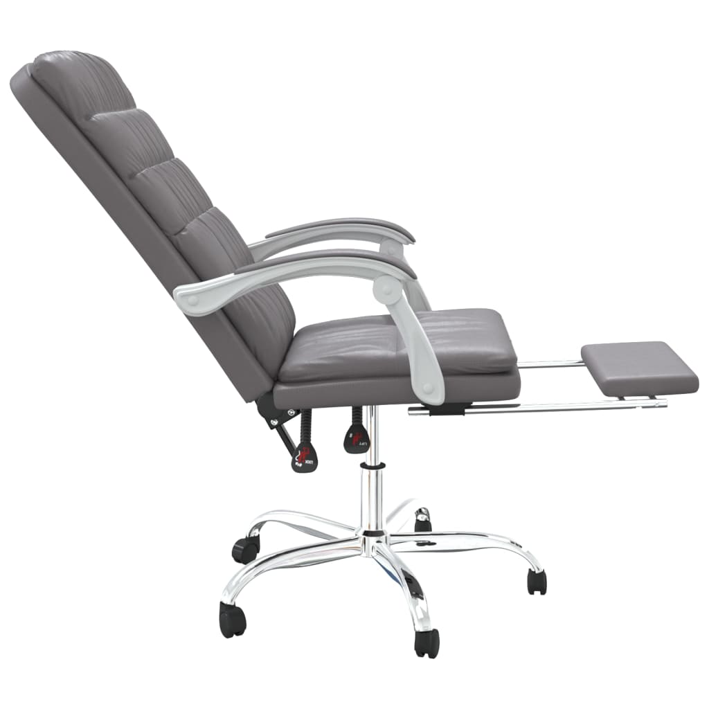 vidaXL Silla de oficina reclinable cuero sintético gris