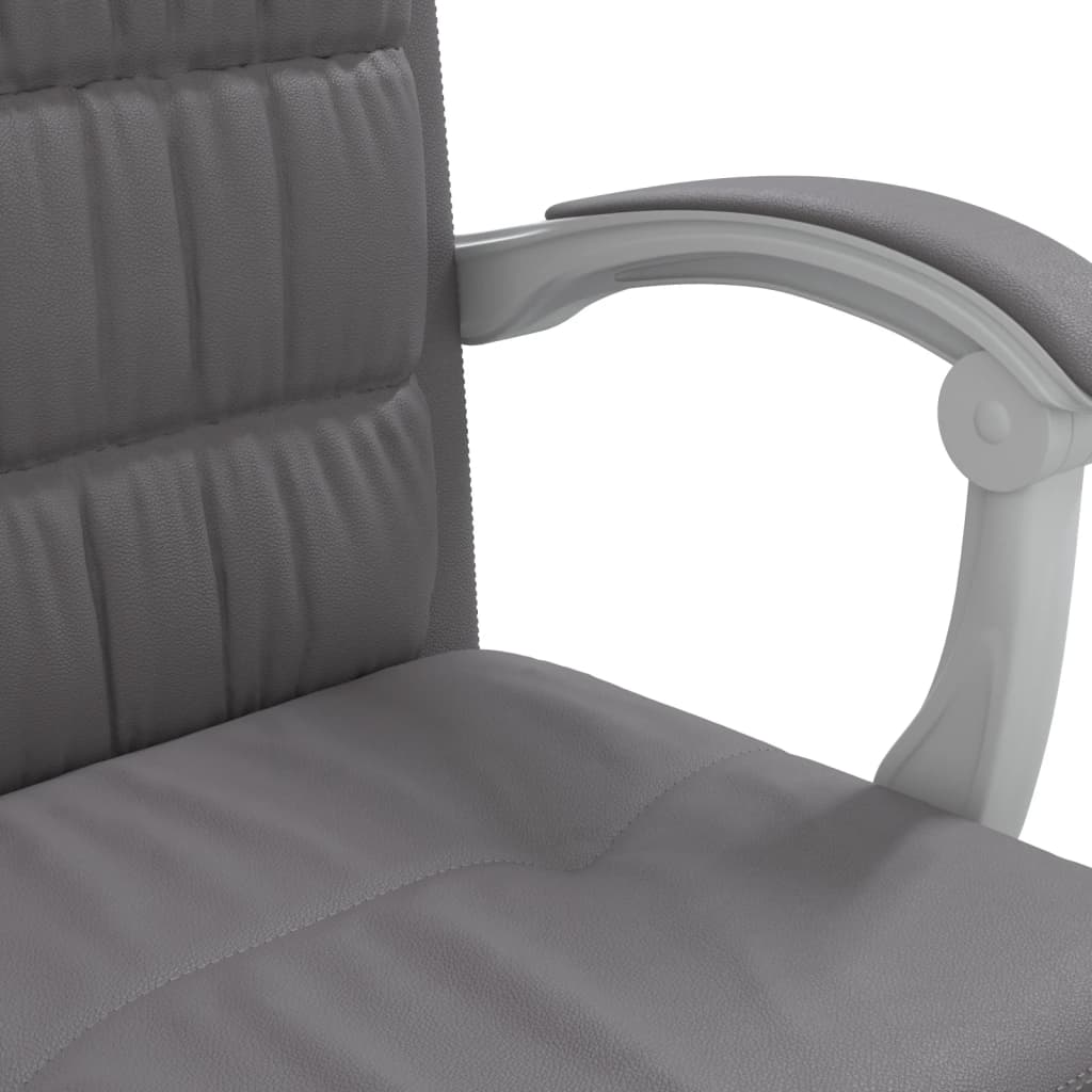 vidaXL Silla de oficina reclinable cuero sintético gris