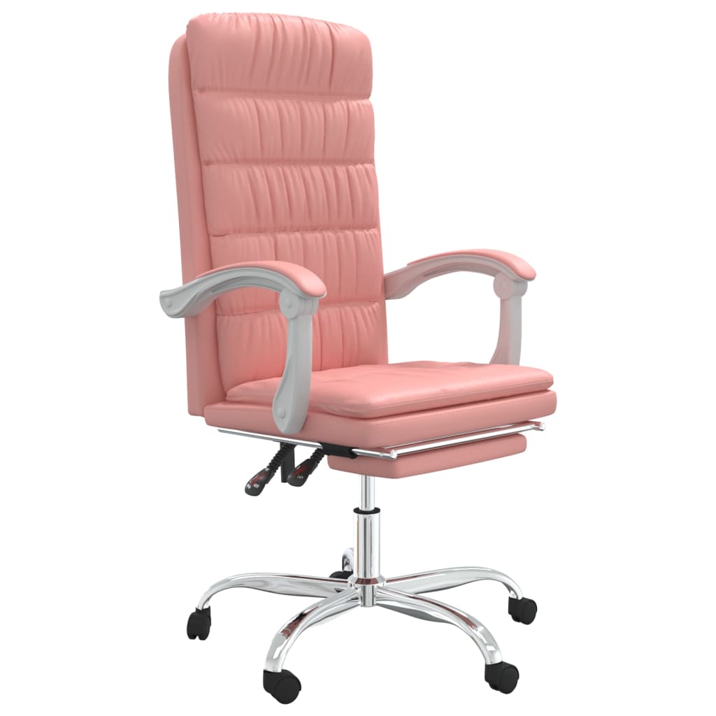 vidaXL Silla de oficina reclinable cuero sintético rosa