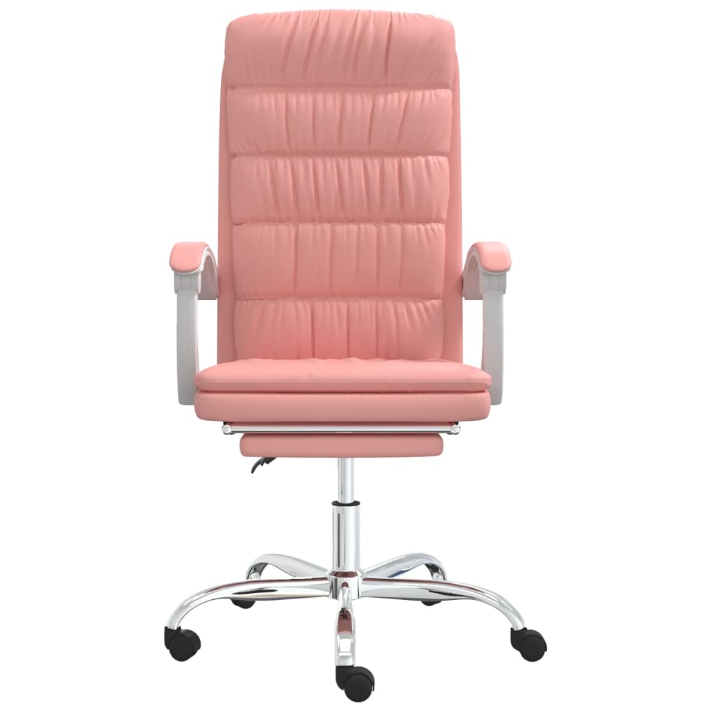 vidaXL Silla de oficina reclinable cuero sintético rosa