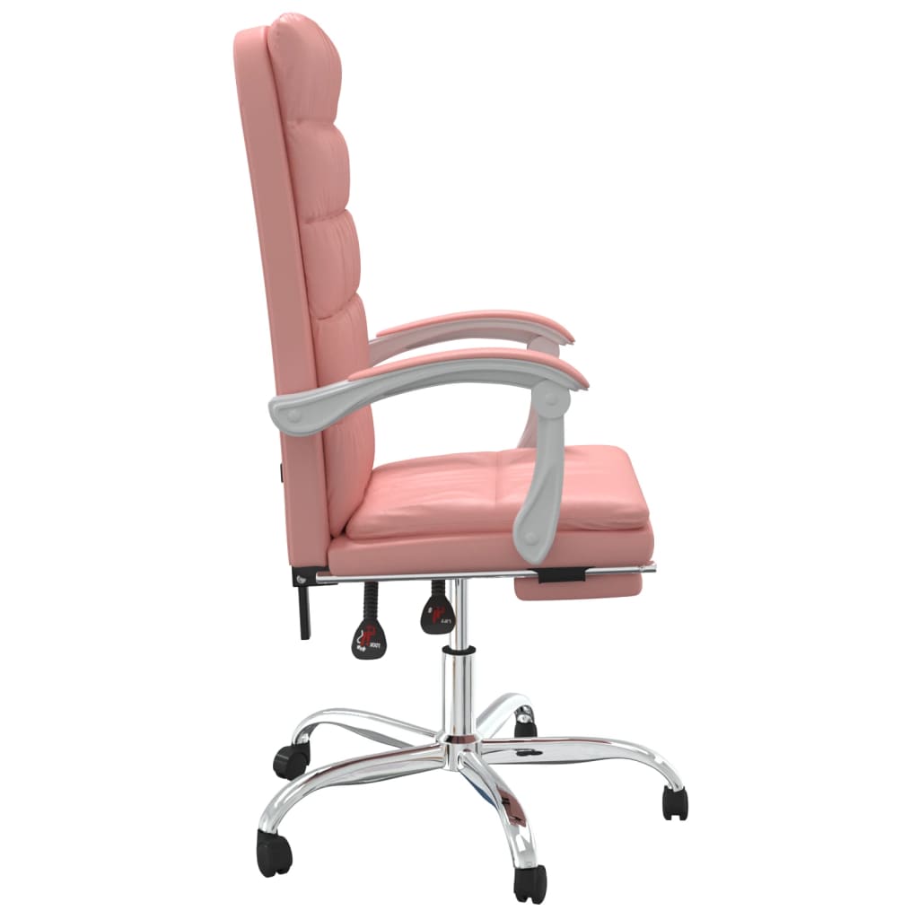 vidaXL Silla de oficina reclinable cuero sintético rosa