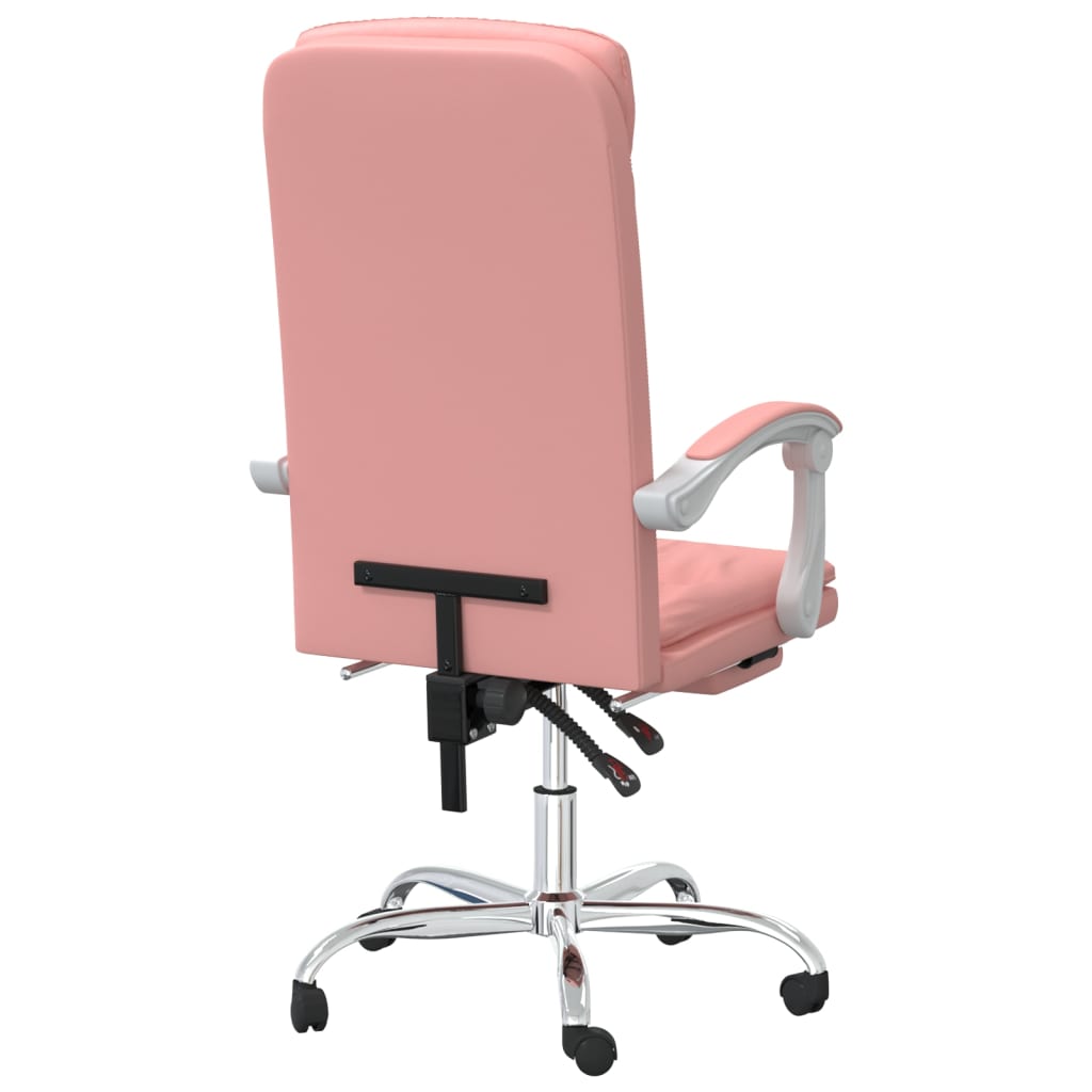 vidaXL Silla de oficina reclinable cuero sintético rosa