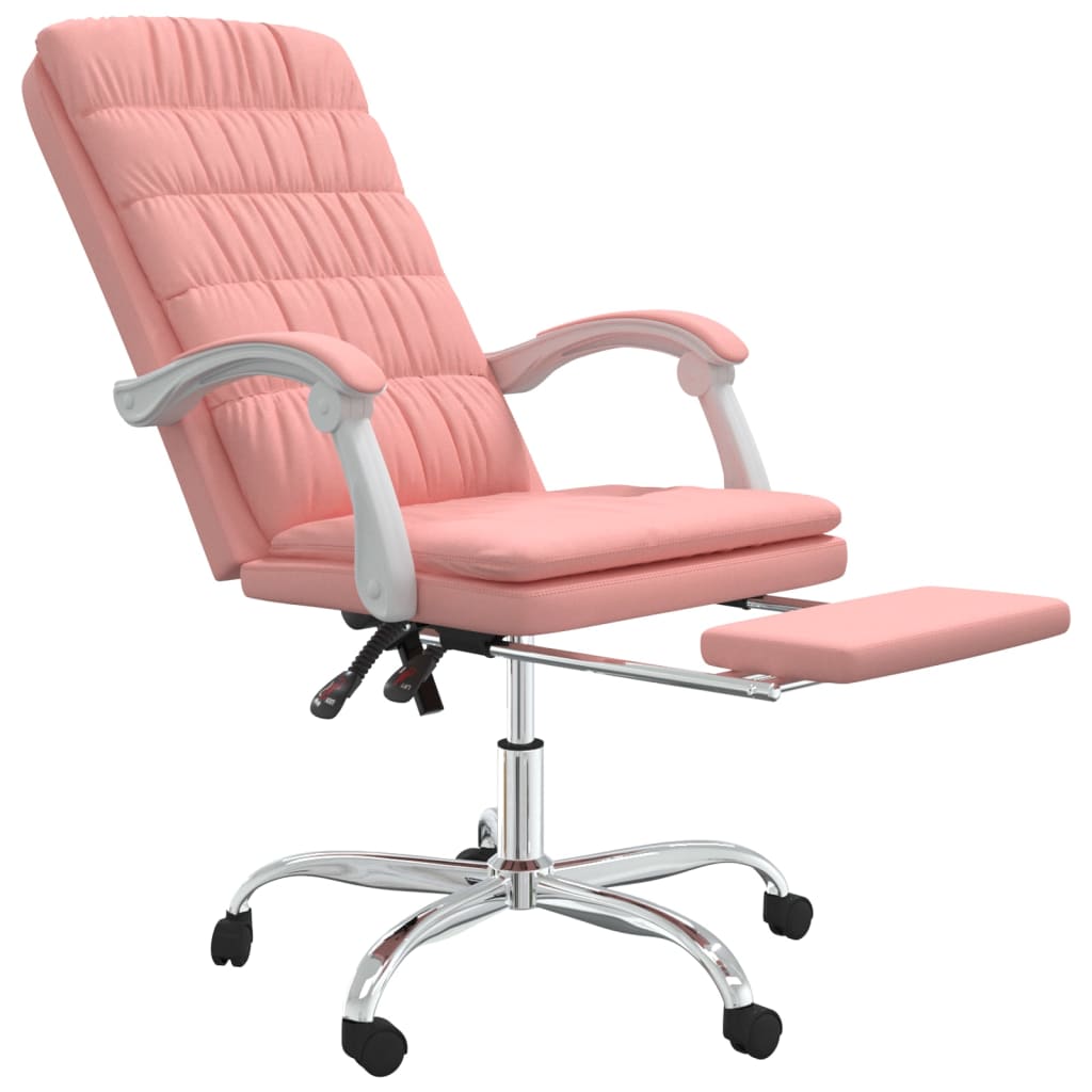 vidaXL Silla de oficina reclinable cuero sintético rosa