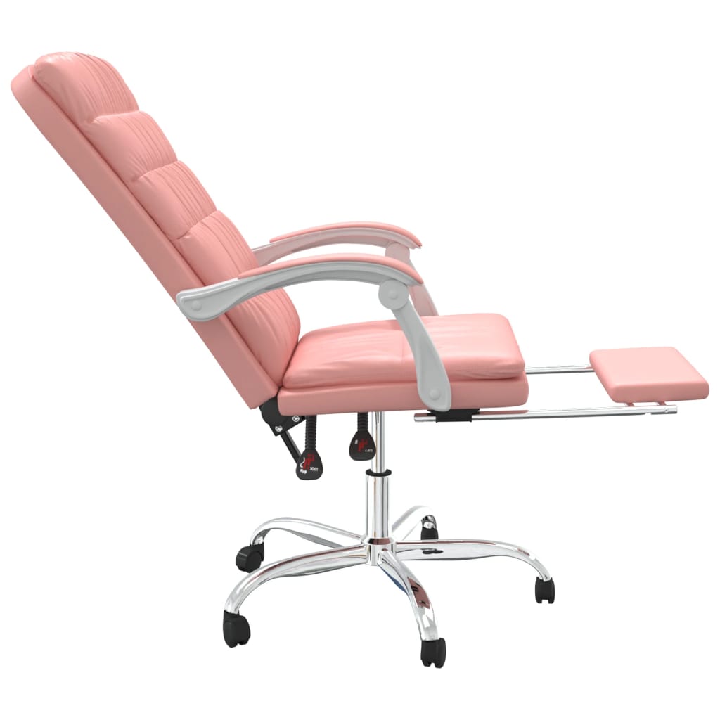 vidaXL Silla de oficina reclinable cuero sintético rosa