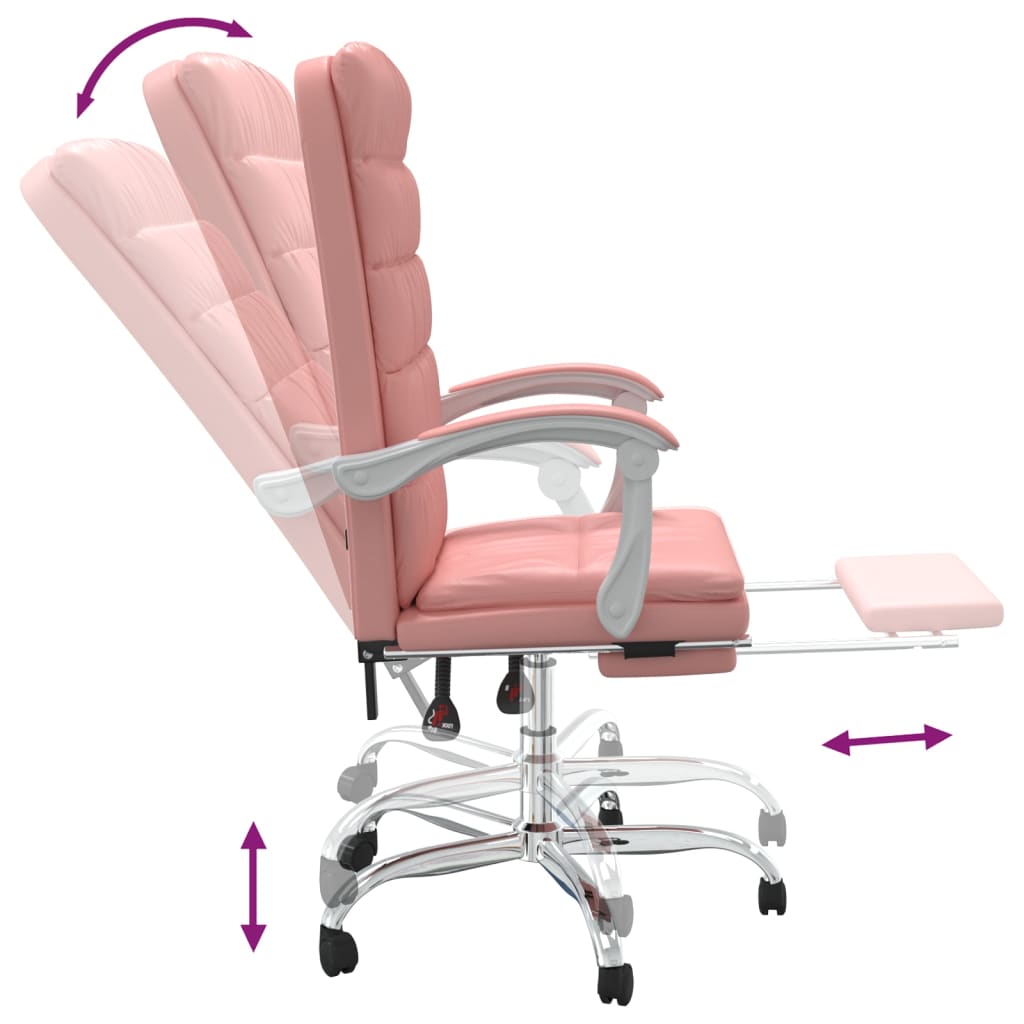 vidaXL Silla de oficina reclinable cuero sintético rosa