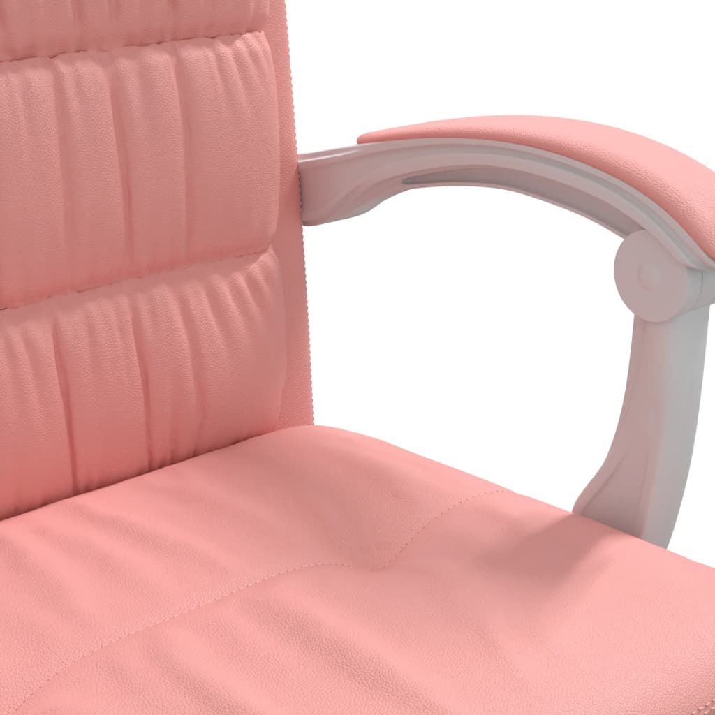 vidaXL Silla de oficina reclinable cuero sintético rosa