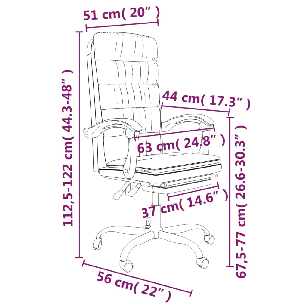 vidaXL Silla de oficina reclinable cuero sintético rosa