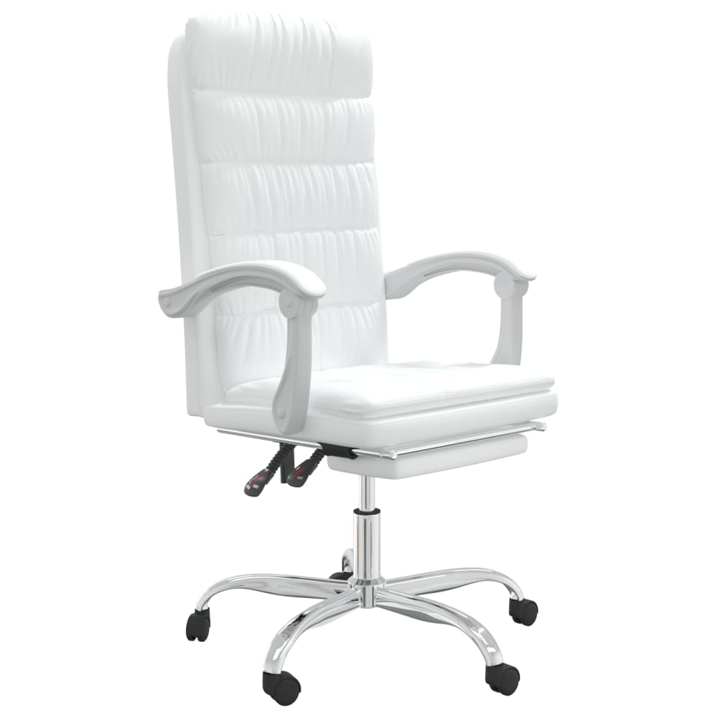 vidaXL Silla de oficina reclinable cuero sintético blanco