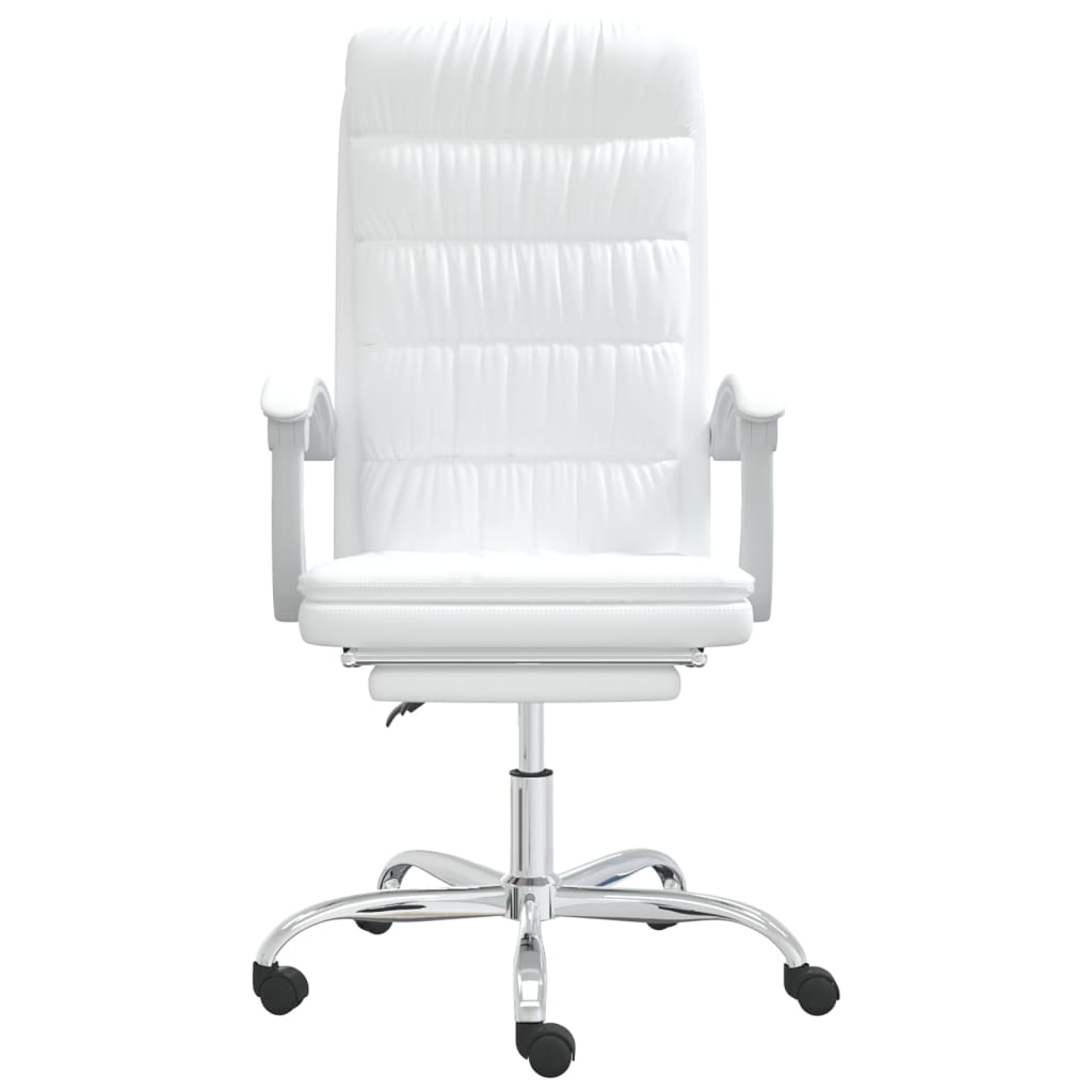 vidaXL Silla de oficina reclinable cuero sintético blanco