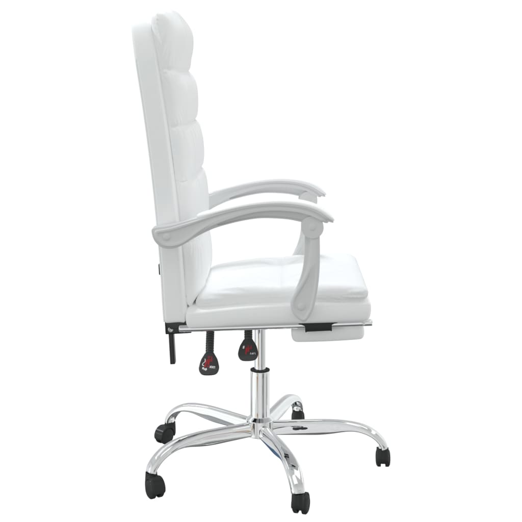 vidaXL Silla de oficina reclinable cuero sintético blanco