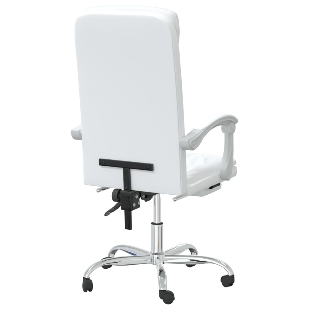 vidaXL Silla de oficina reclinable cuero sintético blanco