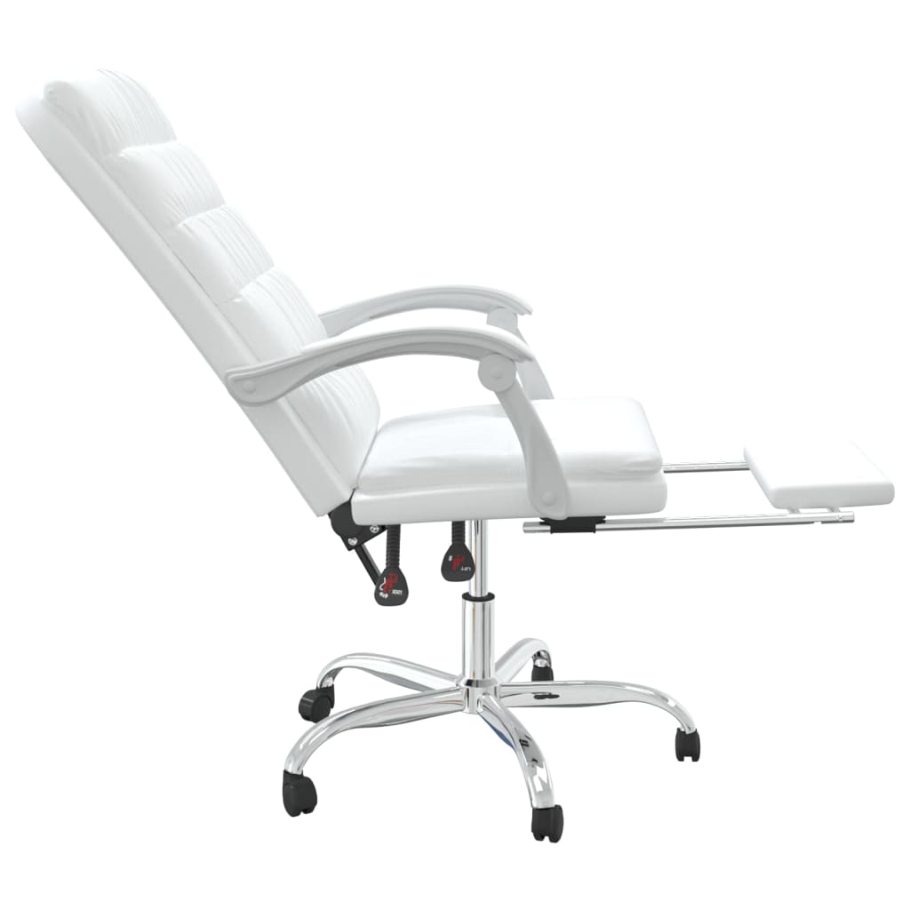 vidaXL Silla de oficina reclinable cuero sintético blanco