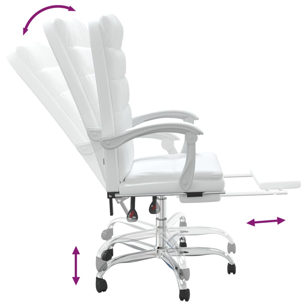 vidaXL Silla de oficina reclinable cuero sintético blanco