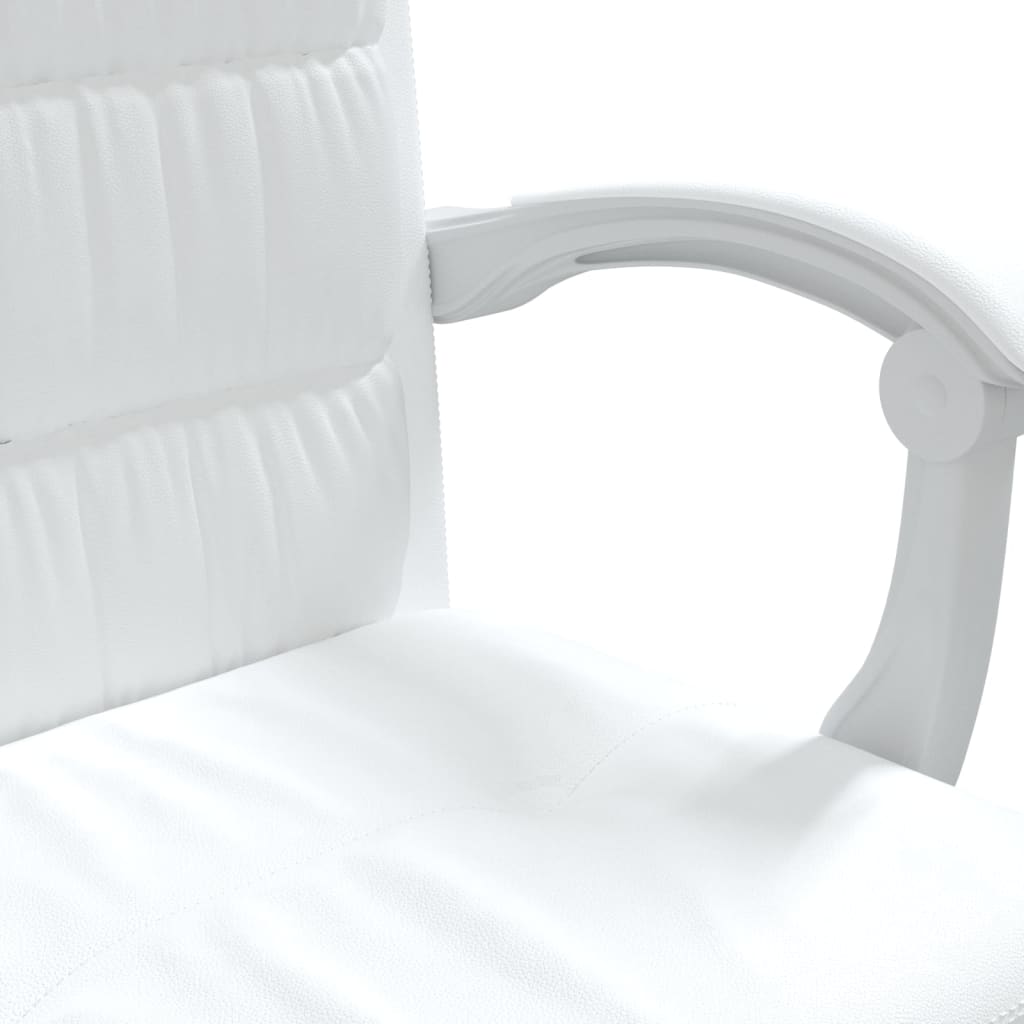 vidaXL Silla de oficina reclinable cuero sintético blanco