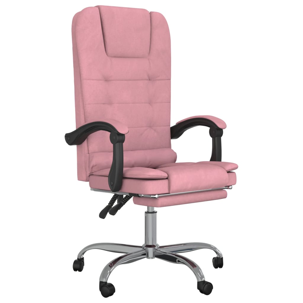 vidaXL Silla de oficina reclinable con masaje terciopelo rosa