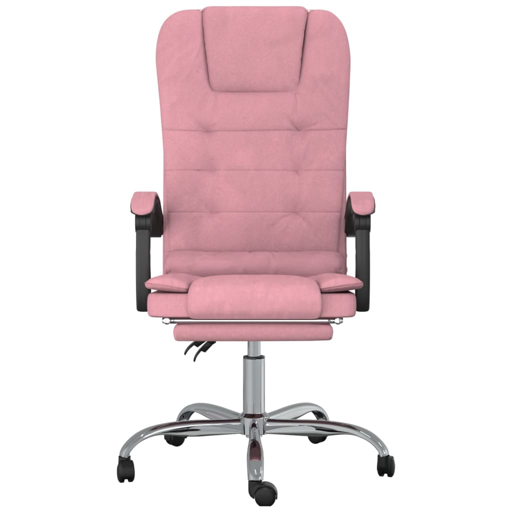 vidaXL Silla de oficina reclinable con masaje terciopelo rosa