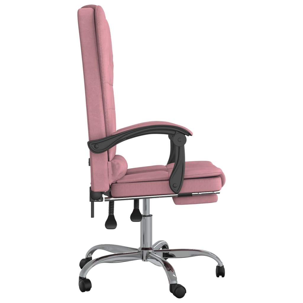 vidaXL Silla de oficina reclinable con masaje terciopelo rosa