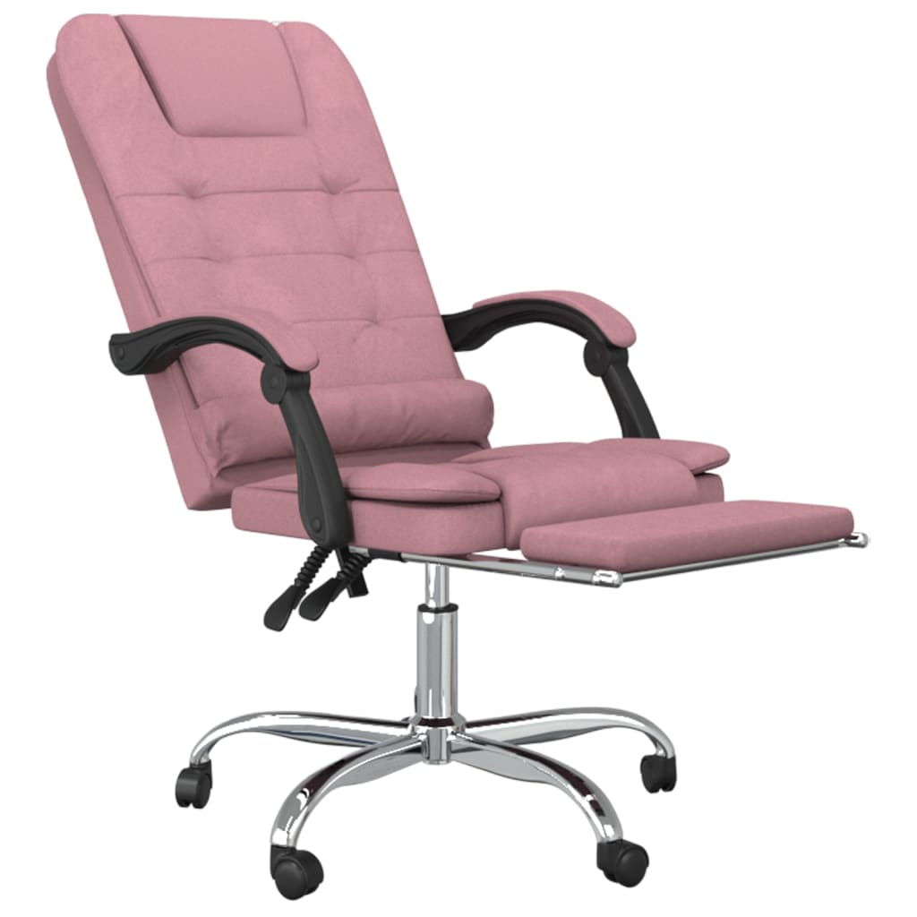 vidaXL Silla de oficina reclinable con masaje terciopelo rosa