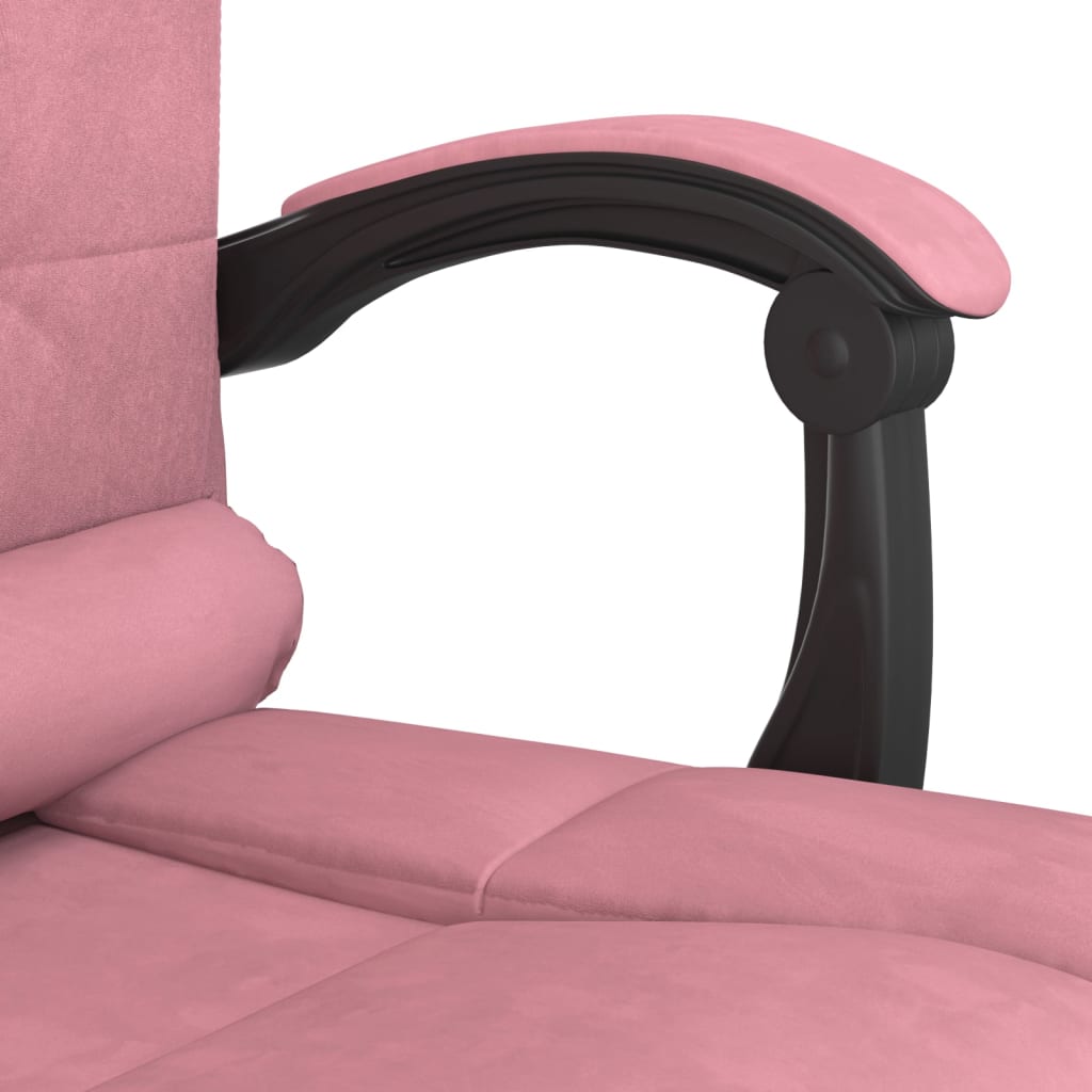 vidaXL Silla de oficina reclinable con masaje terciopelo rosa