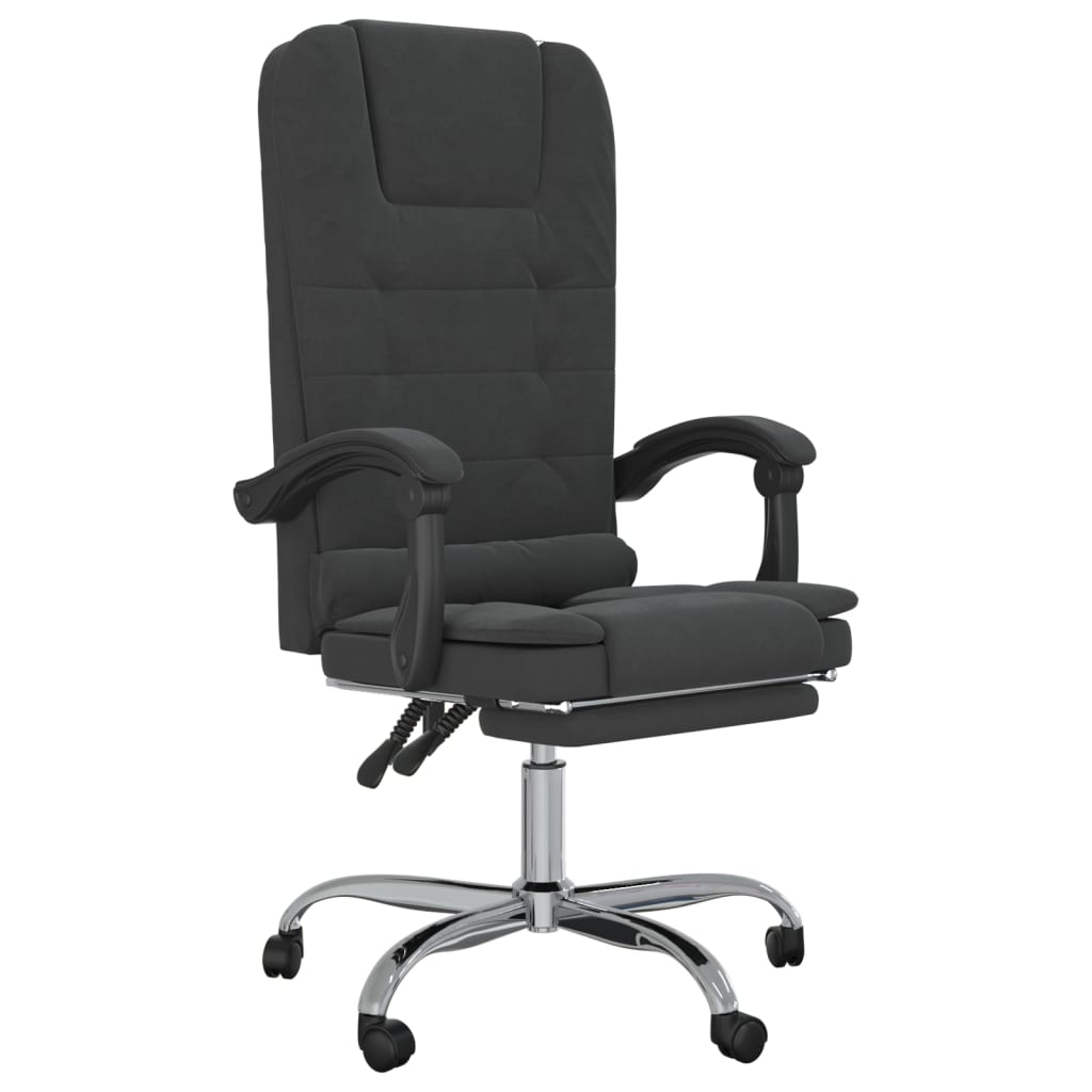 vidaXL Silla de oficina reclinable con masaje terciopelo negro