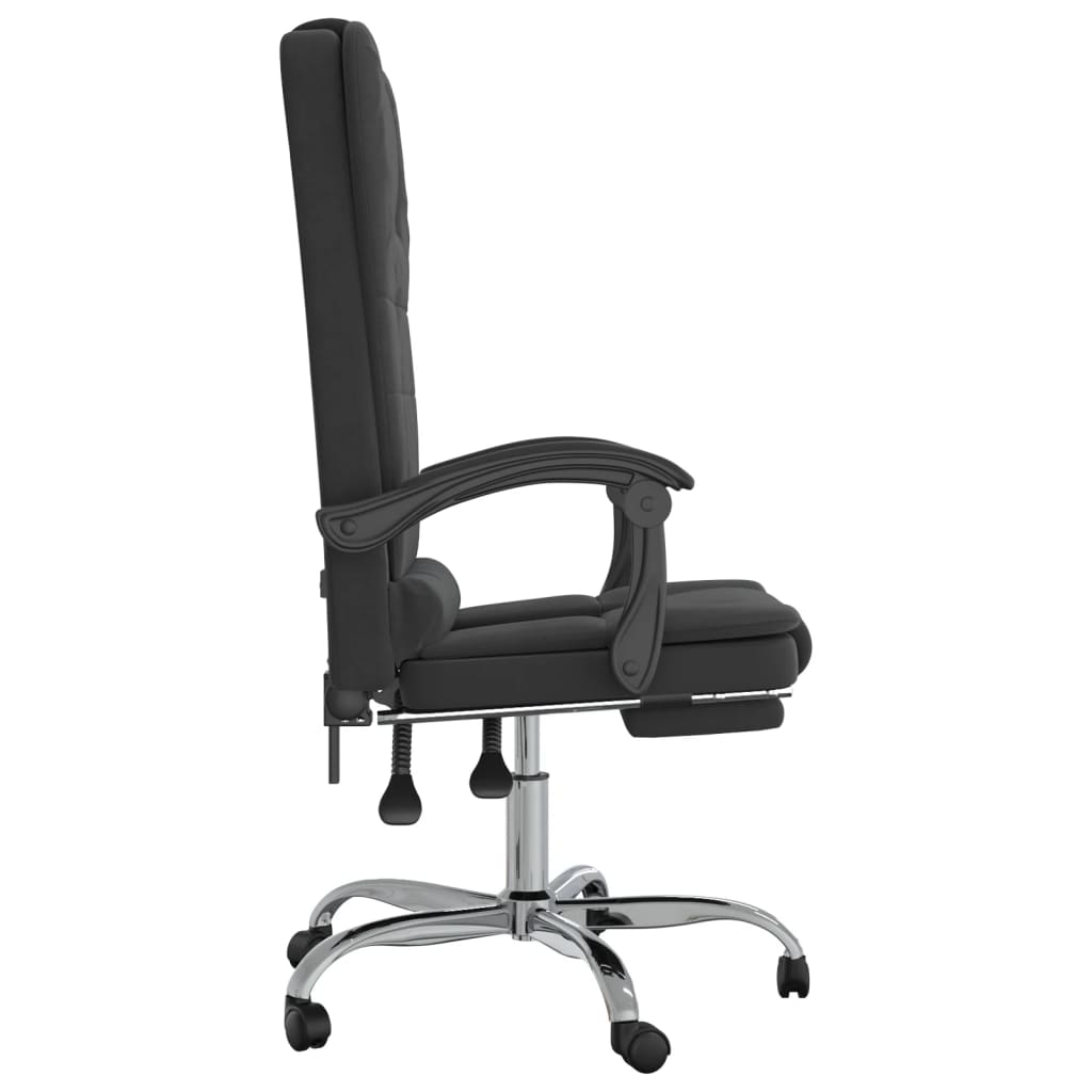 vidaXL Silla de oficina reclinable con masaje terciopelo negro