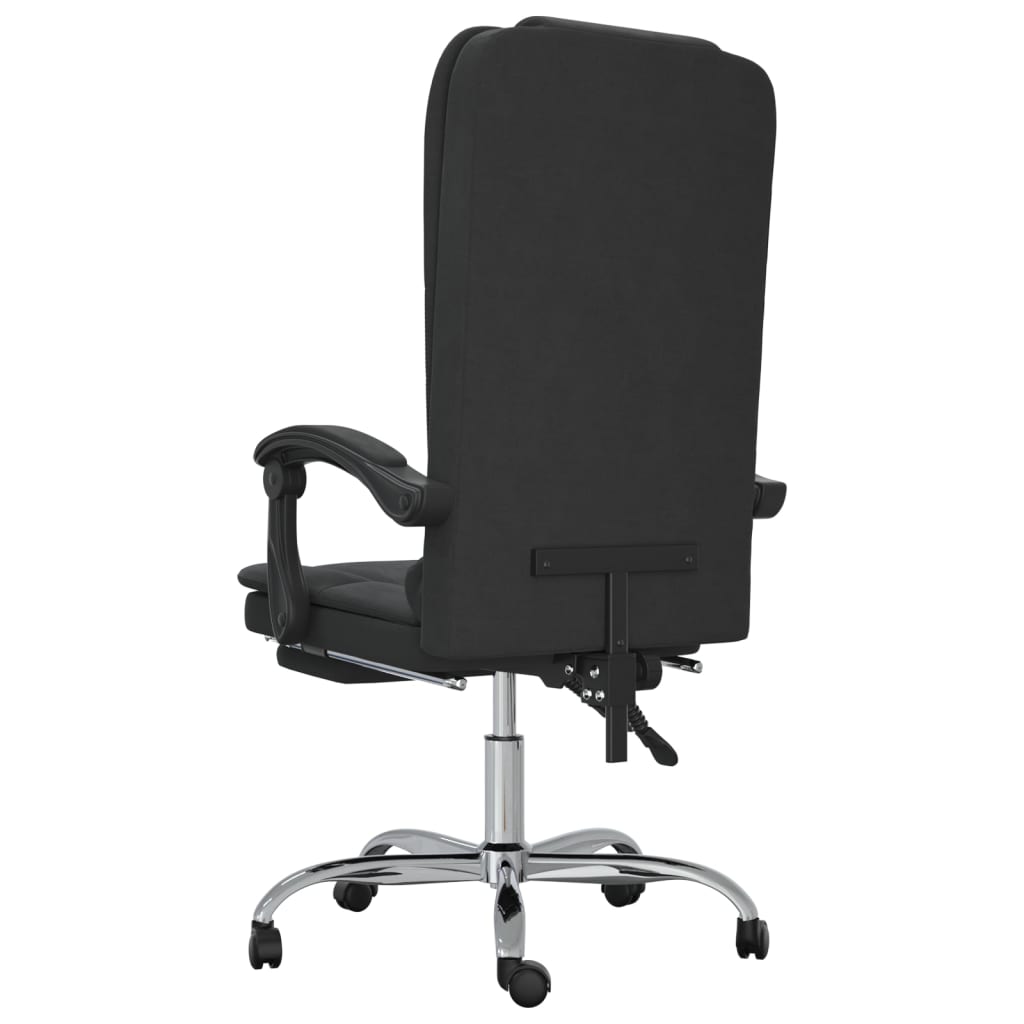 vidaXL Silla de oficina reclinable con masaje terciopelo negro