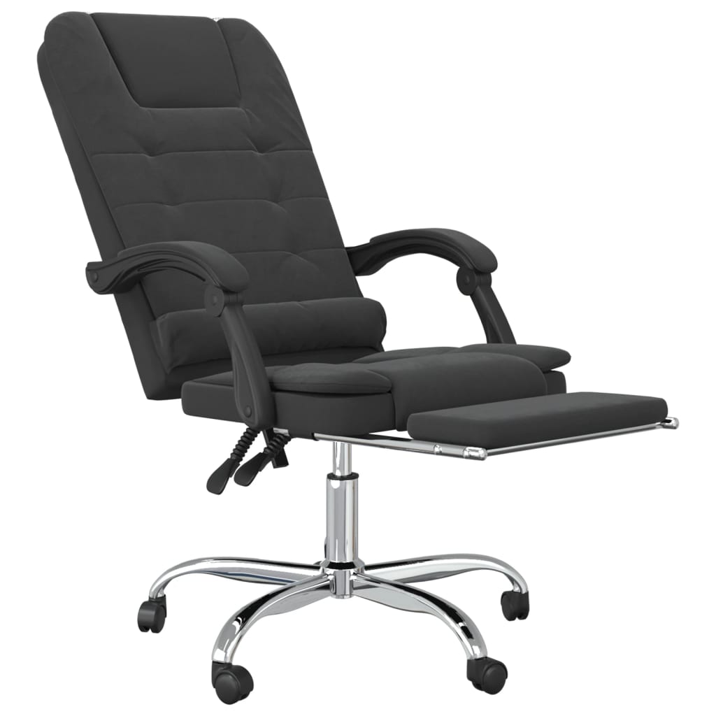 vidaXL Silla de oficina reclinable con masaje terciopelo negro