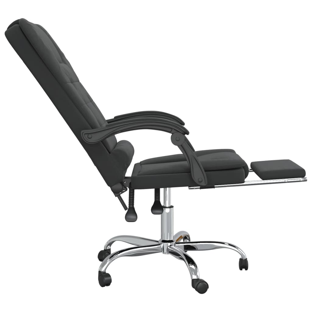 vidaXL Silla de oficina reclinable con masaje terciopelo negro