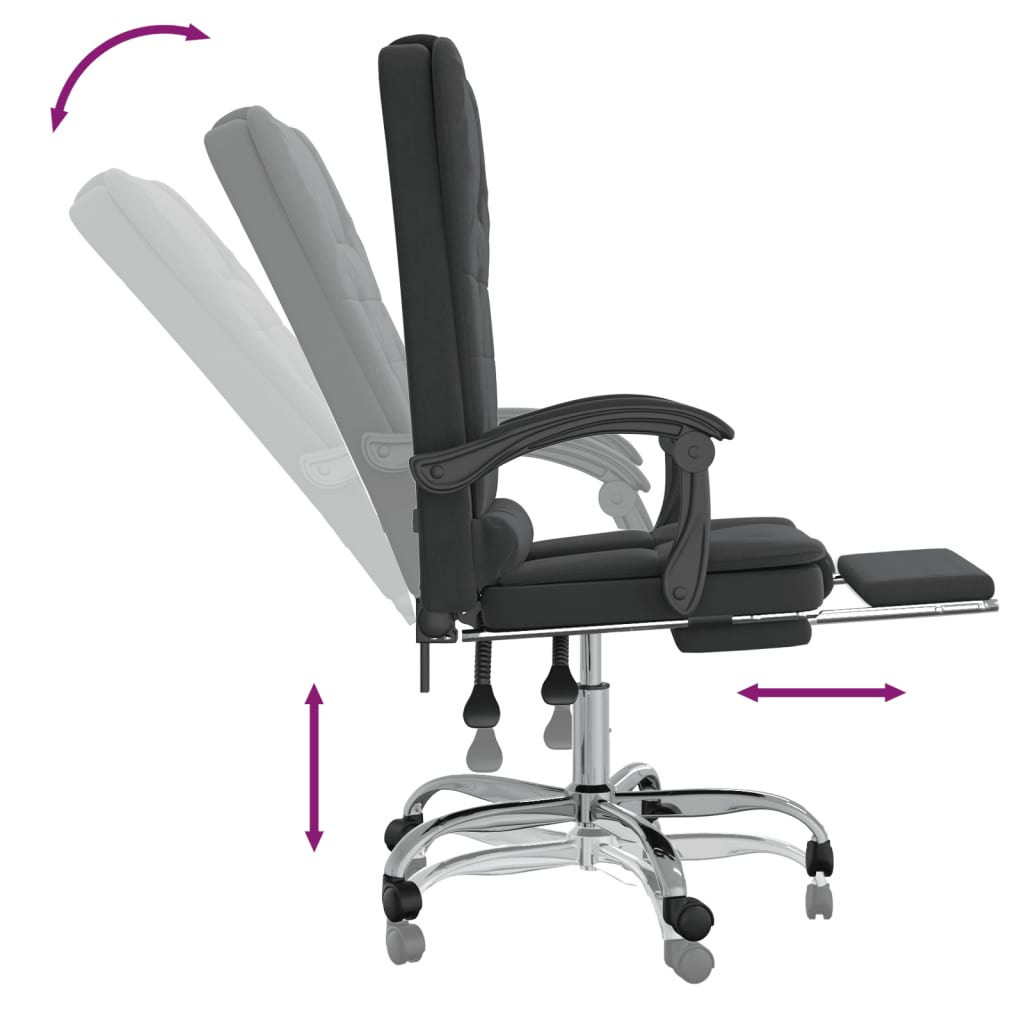 vidaXL Silla de oficina reclinable con masaje terciopelo negro