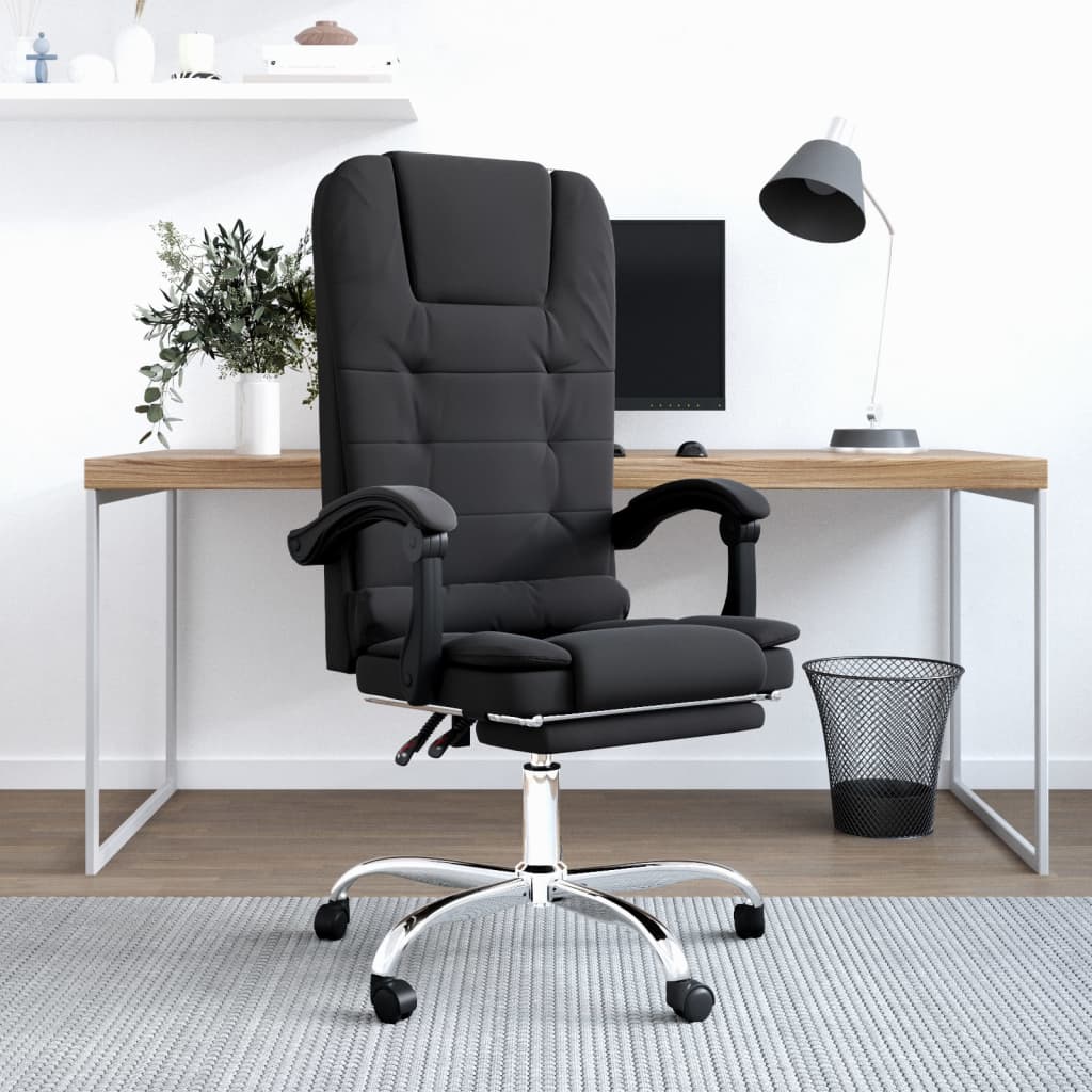 vidaXL Silla de oficina reclinable con masaje terciopelo negro