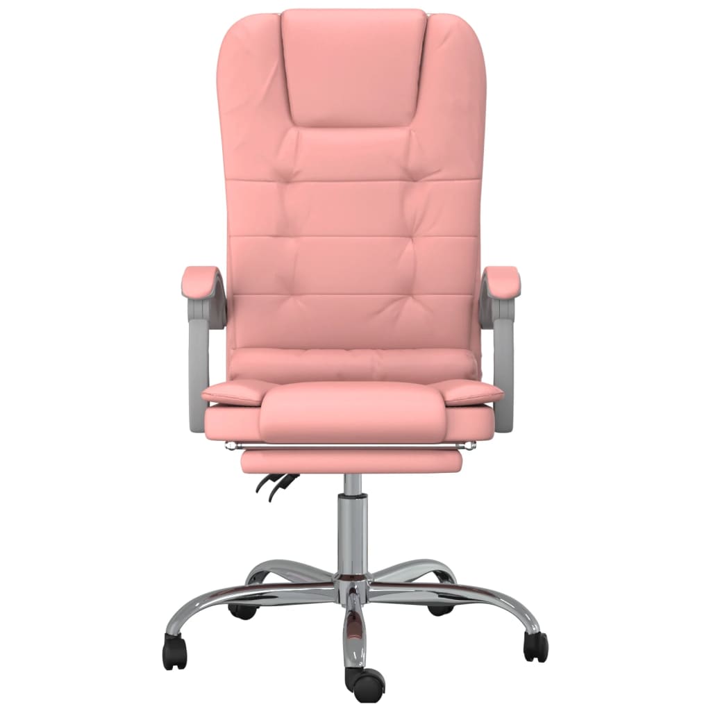 vidaXL Silla de oficina reclinable masaje cuero sintético rosa